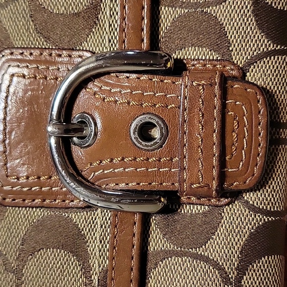 COACH MONOGRAM CANVAS & LEATHER EUC TRI-FOLD WALLET w/COA - Picture 6 of 7